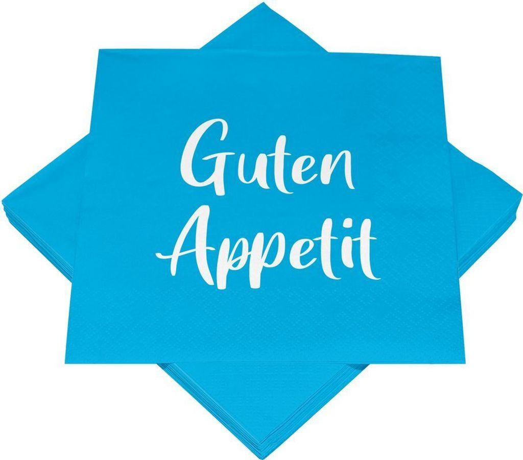 20 Servietten türkis blau "Guten Appetit" 33 x 33 cm