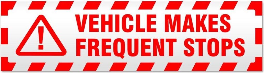 Kiwistar Vehicle Makes Frequent Stops gestreift Magnetschild Schild magnetisch - 30cm Rot - Magnetfolie für Auto PKW Kfz