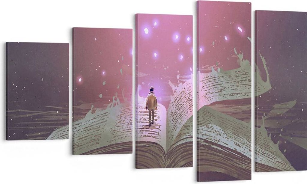 Bild auf Leinwand - Leinwandbild - Fantasy Buch - 100x60cm - Wand Bild - Wanddeko - Wandbilder - Leinwanddruck - Bilder - Kunstdruck - Wanddekorati...