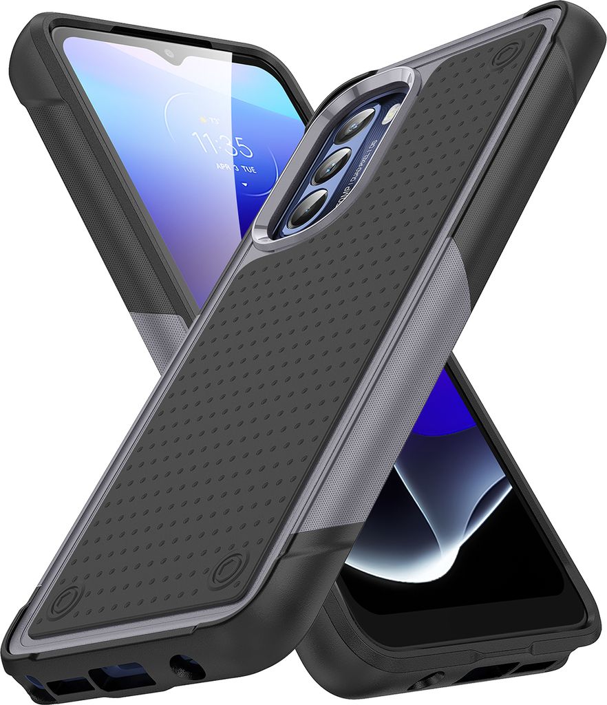 Für Motorola Moto G Stylus 4G (2022) Hülle Militärqualität Stoßfest Hybrid 2 in 1 Hart PC Weich TPU Handyhülle Grau Schwarz