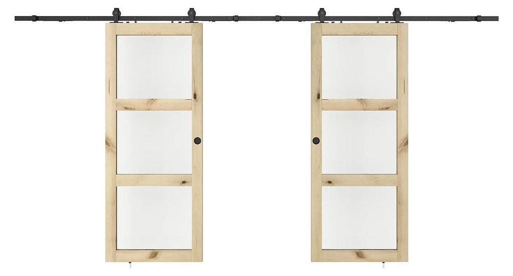 Wandschiebetüren aus Holz und gehärtetem Glas - 3 Fenster - 2 x H 205 x B 83 cm - ACOSTA II