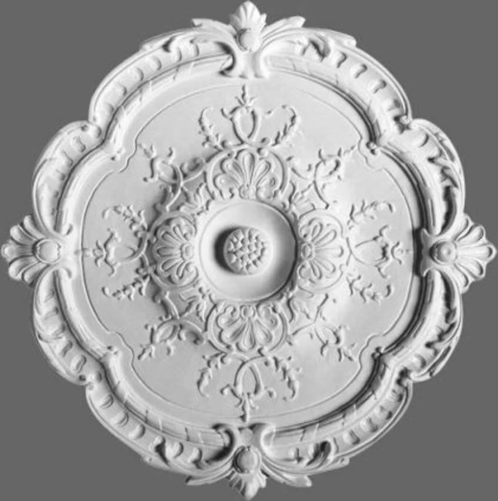 Casa Padrino Rosette de Plafond en Stuc Baroque 38.5 x 38.5 cm Blanc