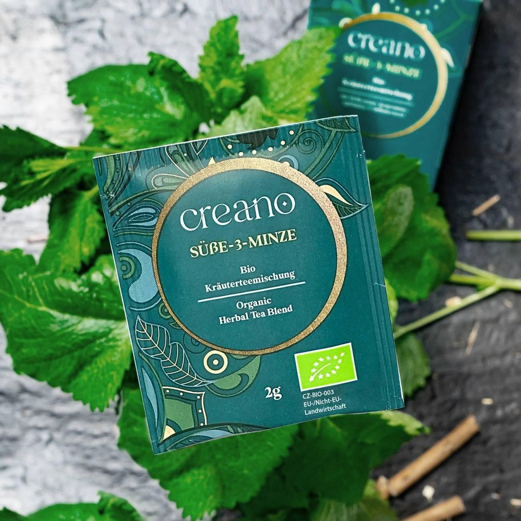 Creano Tee SÜßE-3-MINZE, Kräuterteemischung, Teebeutel-Tee 3er Pack (3x 20 Beutel) *²