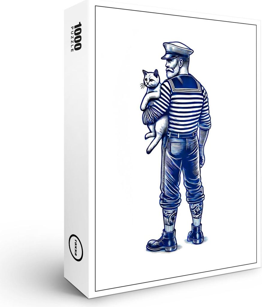 raxxa Premium-Puzzle "Vintage Illustration of a Sailor Holding a Cat", 1000 Teile