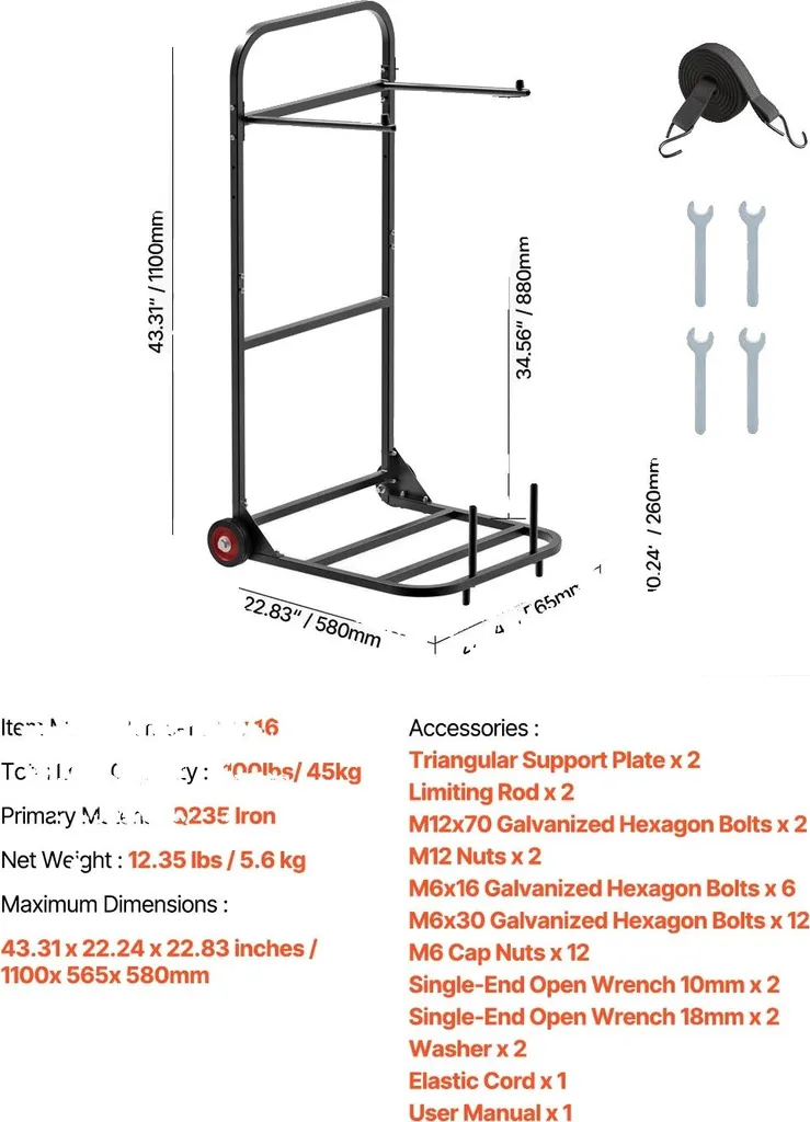 Chariot à chaises ergonomique pour transporter 10 chaises sans effort