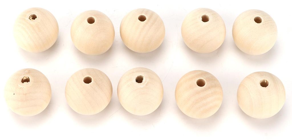 10 Stück runde Bastelperlen in Holzfarben, Mehrzweck-Holzperlen mit Loch, Großpackung für DIY-Bastelarbeiten, Dekoration, Geschenk