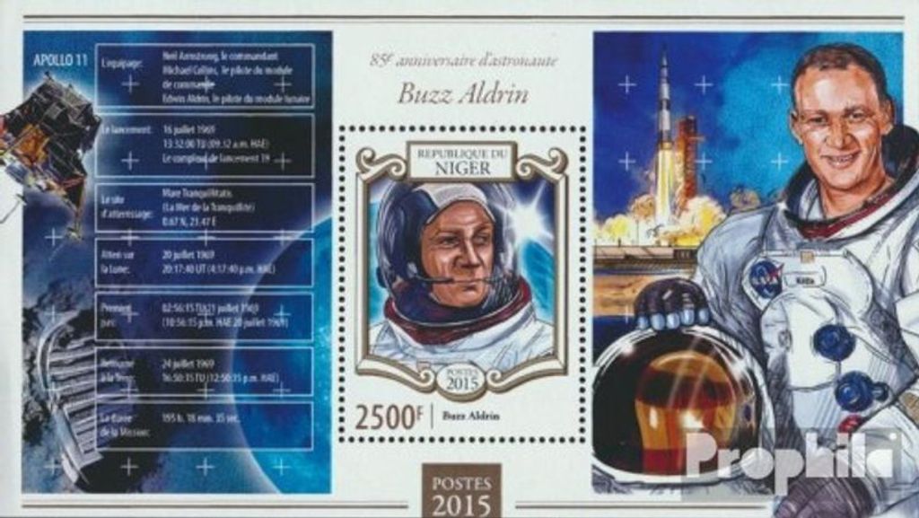 Briefmarken Niger 2015 Mi Block 416 (kompl. Ausg.) postfrisch Buzz Aldrin