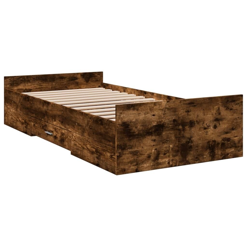 vidaXL Bettgestell mit Schubladen Räuchereiche 75x190 cm Holzwerkstoff