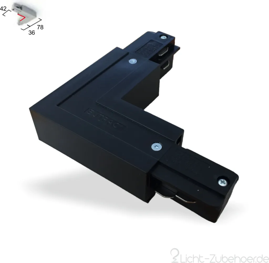 Jonction d'angle noir pour rail de spots triphasé Eutrac 145680