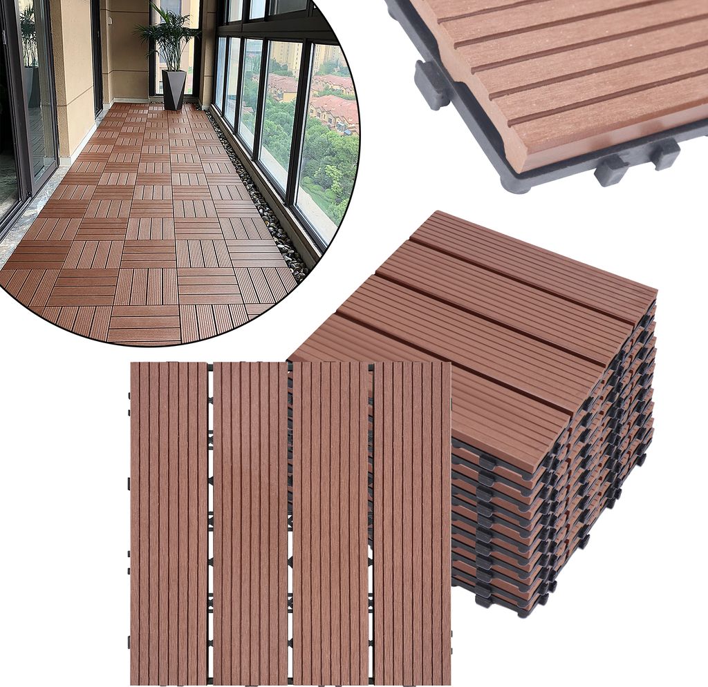 XMTECH 22 ks WPC Click Tile Decking Tiles 30x30cm Balkonové Obrázek produktu 