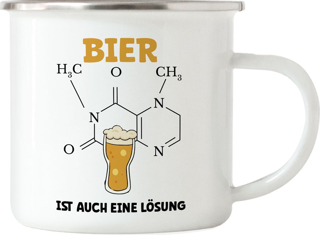 Bier Ist Auch Eine Lösung Emaille Tasse Schaum Bierkrug Halbe Bierchen Alkohol Feierabend Weizen Hefe Hopfen Alkoholiker