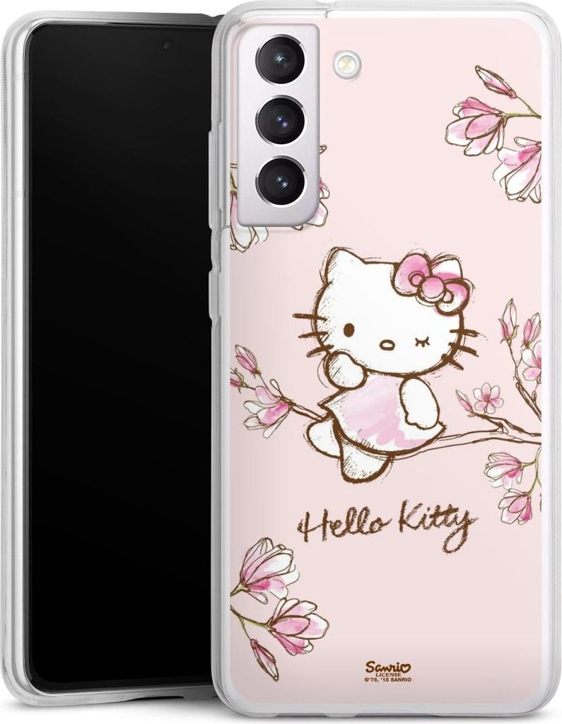 DeinDesign Handyhülle für Samsung Galaxy S21 FE 5G Silikon Hülle Case Smartphone Schutzhülle Fanartikel Hanami Hello Kitty