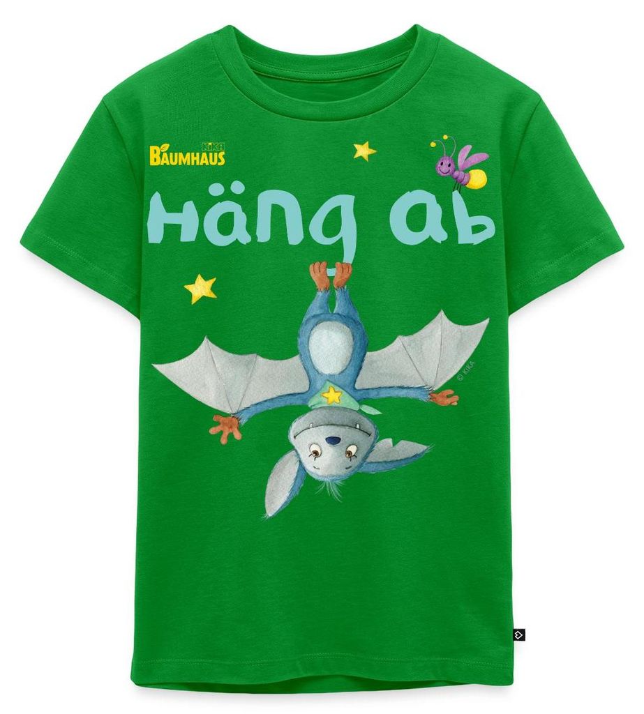 Spreadshirt KiKA-Baumhaus Mit Fidi Häng Ab Kinder Premium T-Shirt, 134/140 (8 Jahre), Grün