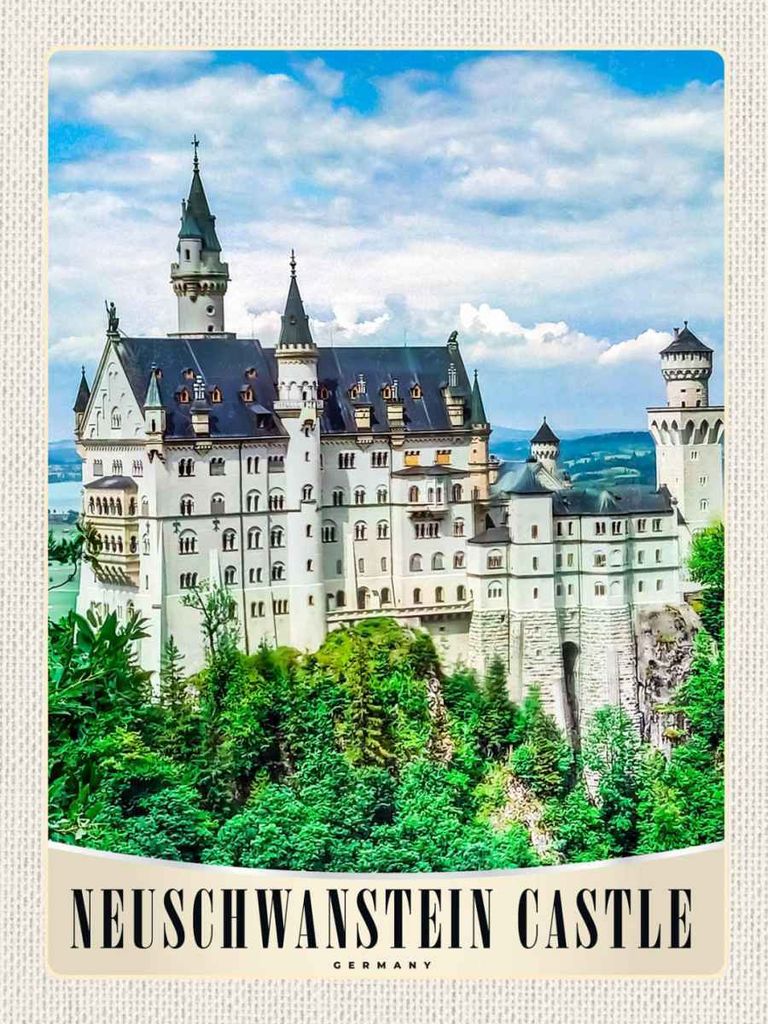 vianmo Holzschild 40x30 cm Neuschwanstein Schloss Architektur Bildmotiv Reisemotiv Europa