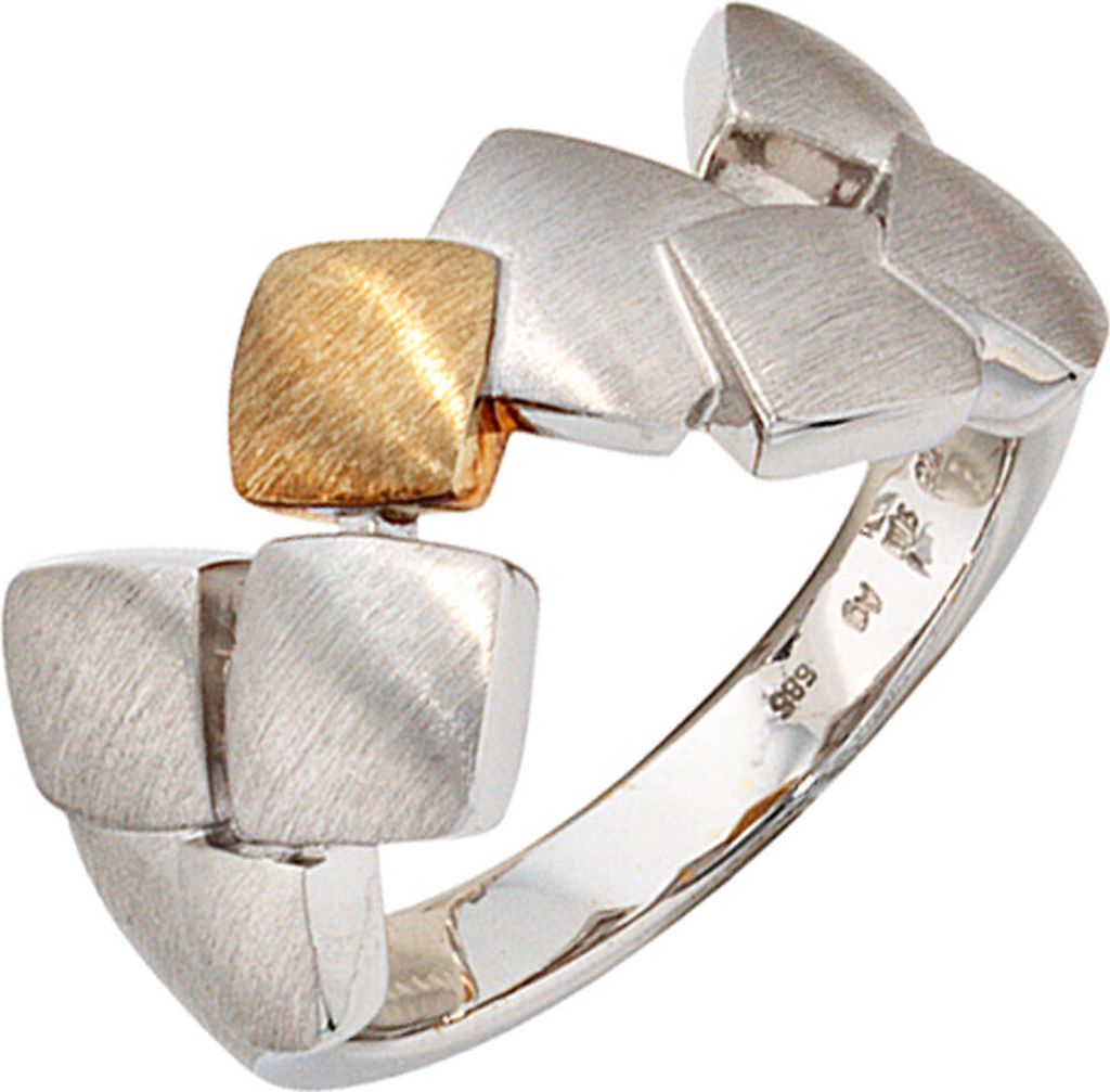JOBO Damen Ring 925 Sterling Silber mit 585 Gold kombiniert Produktbild 