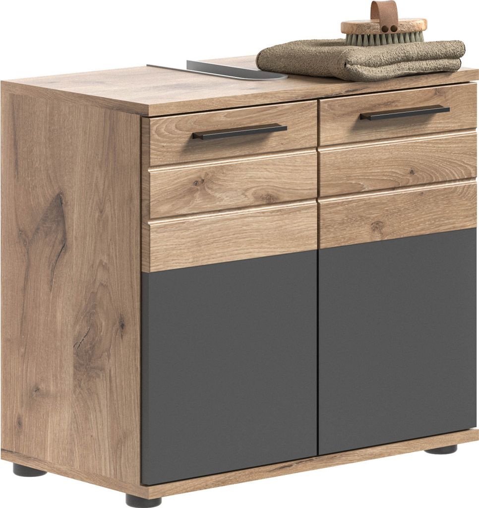 Mason meuble sous lavabo type individuel 2 portes gris, Image du produit 