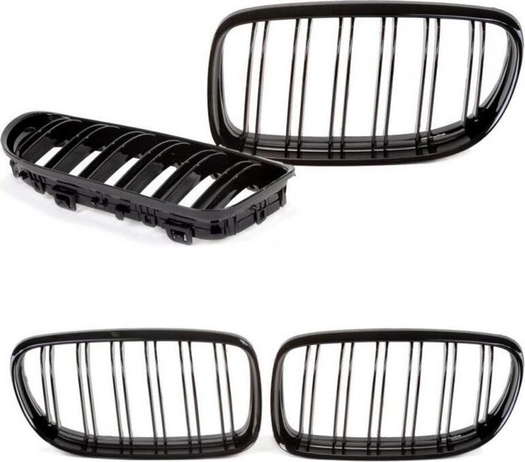 Kühlergrill Sport Grill passend für BMW E90 E91 08- Set schwarz glanz Doppelsteg