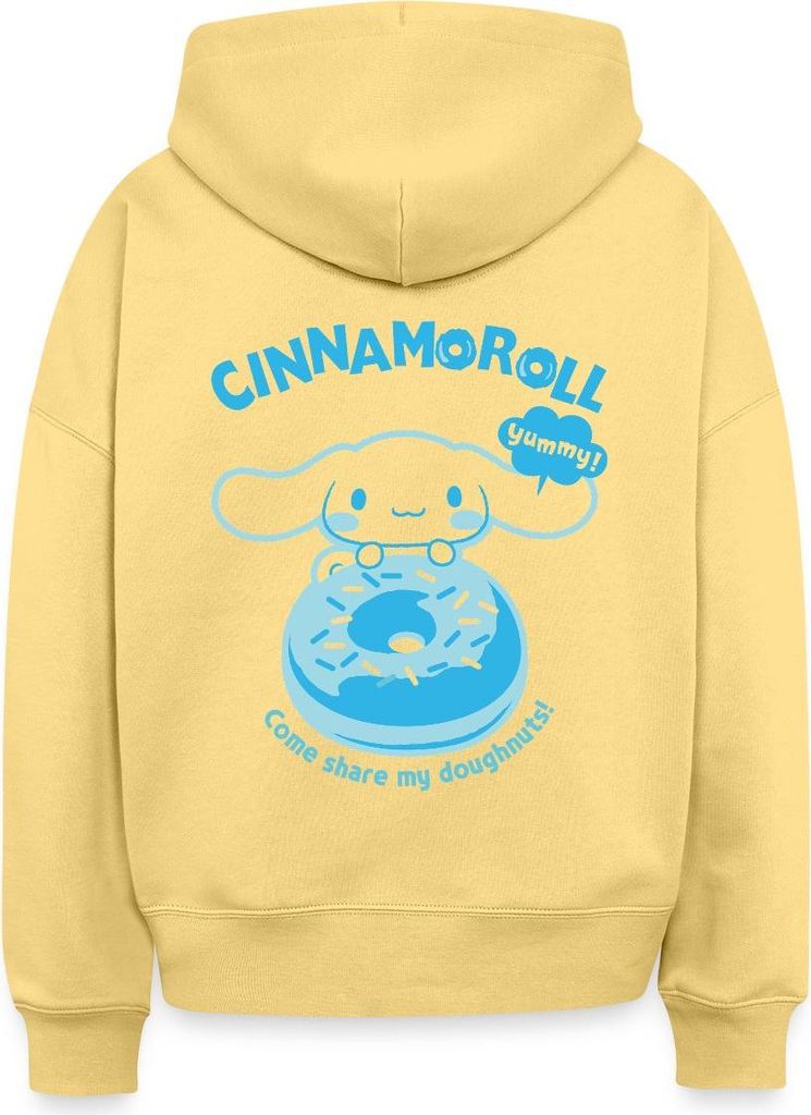 Spreadshirt Cinnamoroll Mit Donut Yummy Doughnuts Frauen Boxy Organic Hoodie, L, Hellgelb