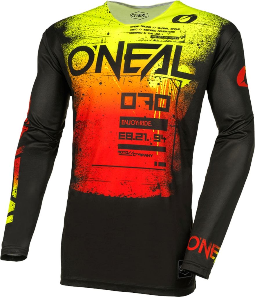 Oneal Mayhem Scarz Motocross Jersey, schwarz/rot/gelb, M