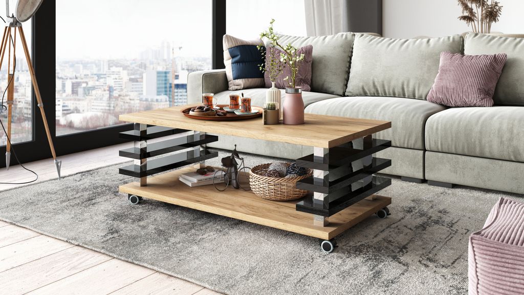 Design Carl Svensson Couchtisch DC-3 Wohnzimmertisch Tisch Rollen