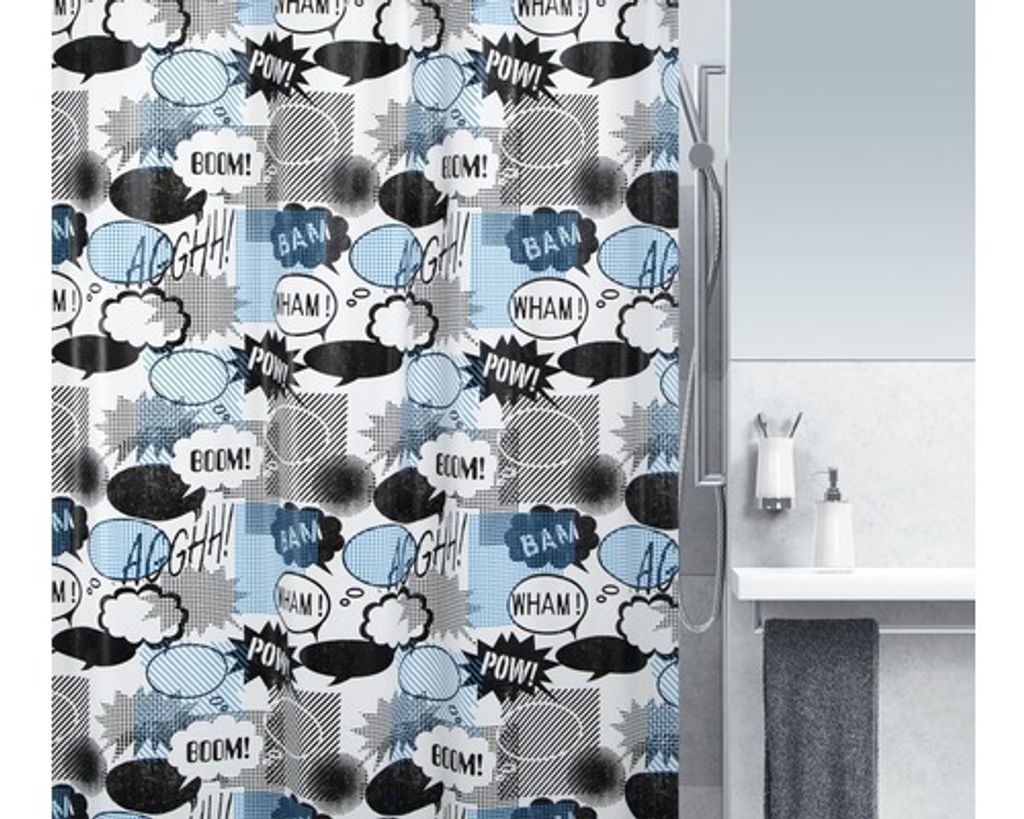 Spirella Duschvorhang Comic, vers. Designs Farbe: Wow black-blue