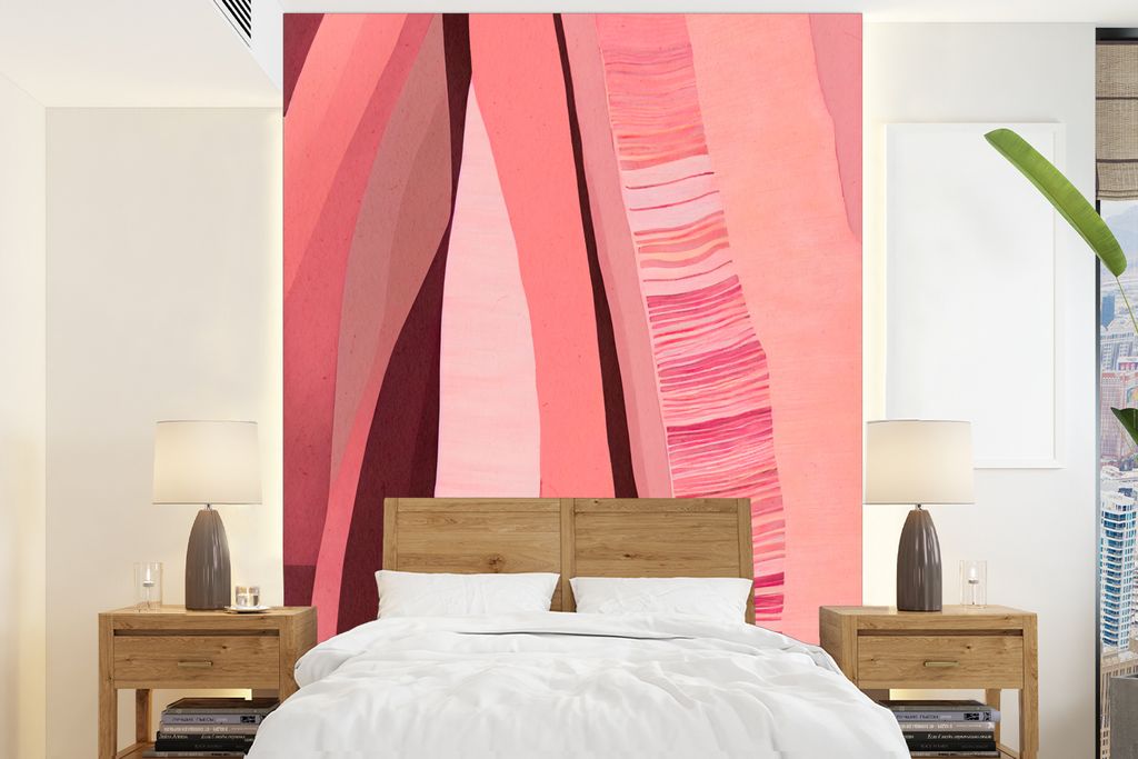 MuchoWow Fototapete für Wohnzimmer oder Schlafzimmer Wandtapete Vinyl Motivtapete Abstrakt - Rosa - Formen - Pastell - 175x240 cm - Schlafzimmer...