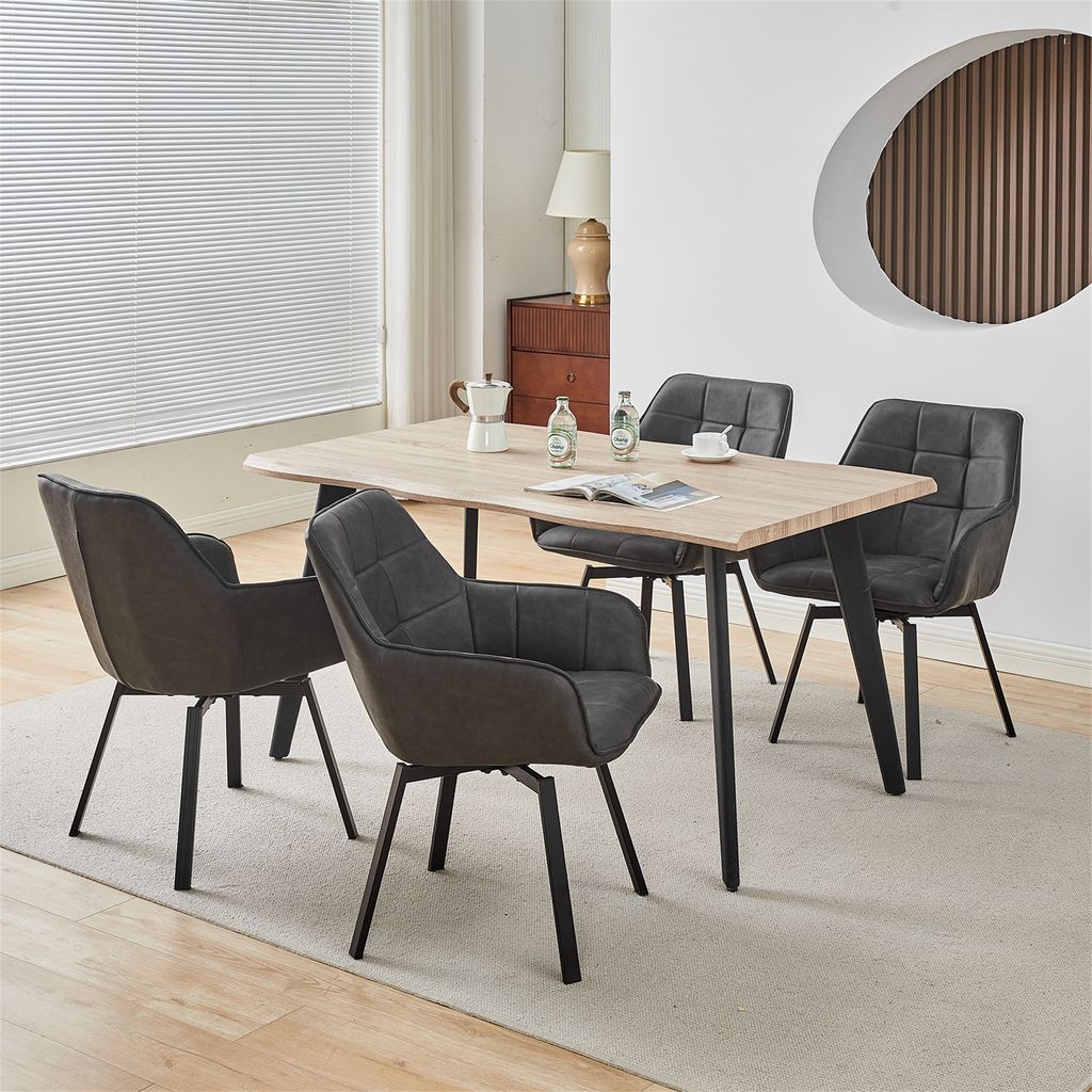 CLIPOP Drehbarer Esszimmerstuhl 4er Set aus Kunstleder, Produktbild 