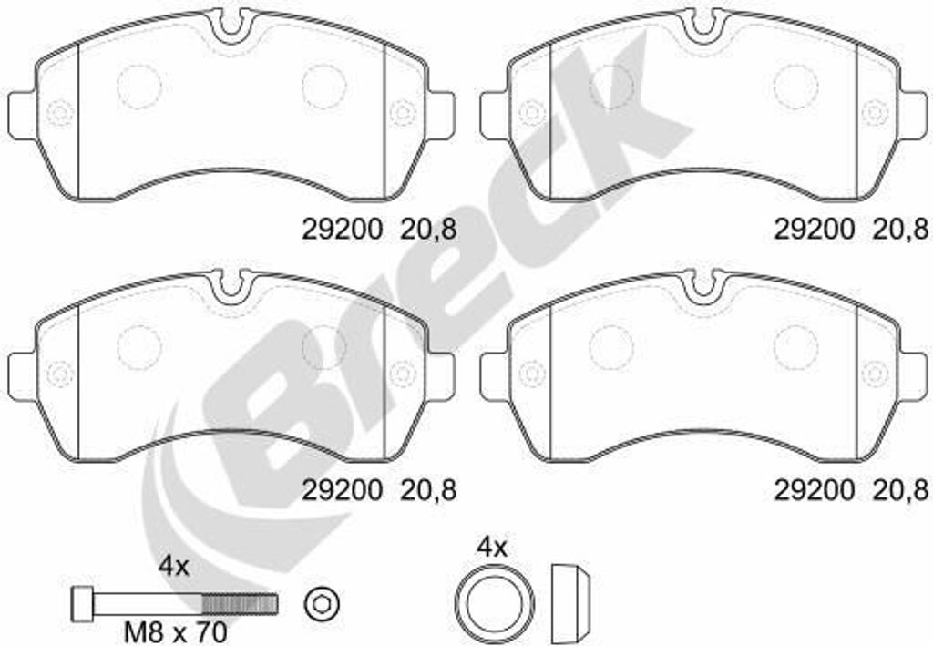 BRECK Bremsbeläge Satz Vorne Bremsklötze für VW CRAFTER 30-50 Kasten (2E) 29200 00 703 00