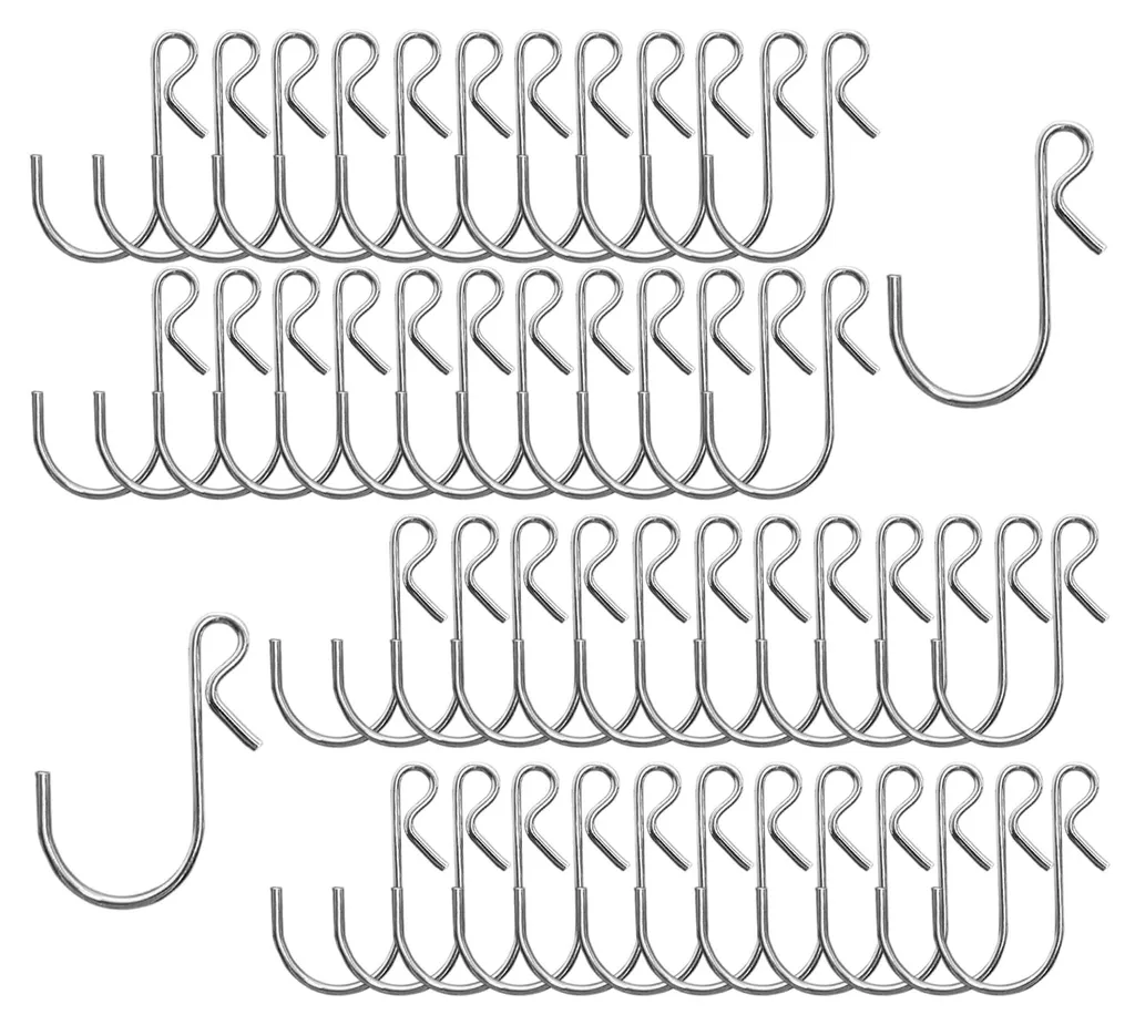 50 Crochets en S Métal Robuste Aspect Inox avec Boîte de Rangement