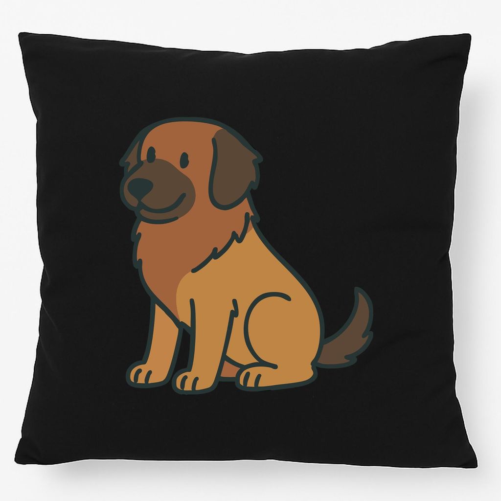 Huuraa Kissen Leonberger Comic Leo 40x40cm mit Füllung Black Baumwolle Dekokissen Geschenkidee