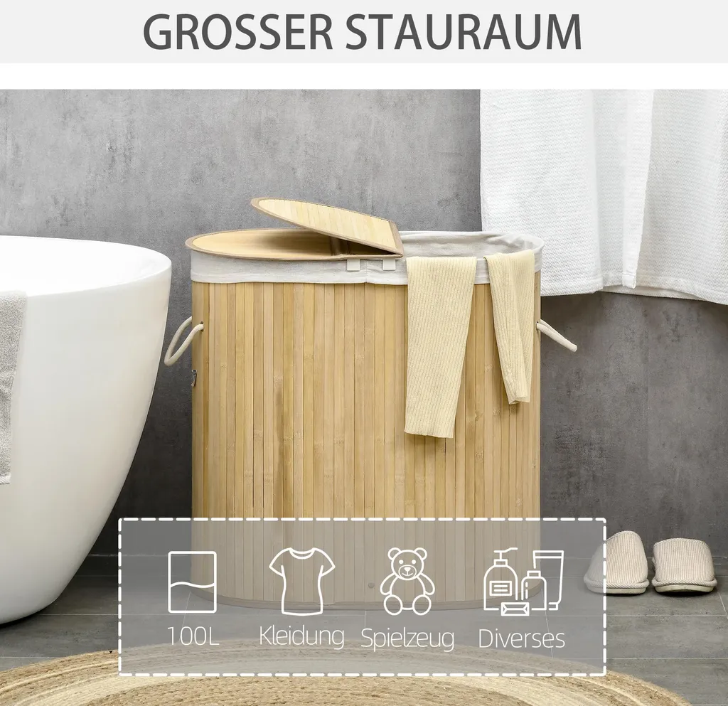 Panier à linge pour organiser et ranger le linge avec 2 compartiments