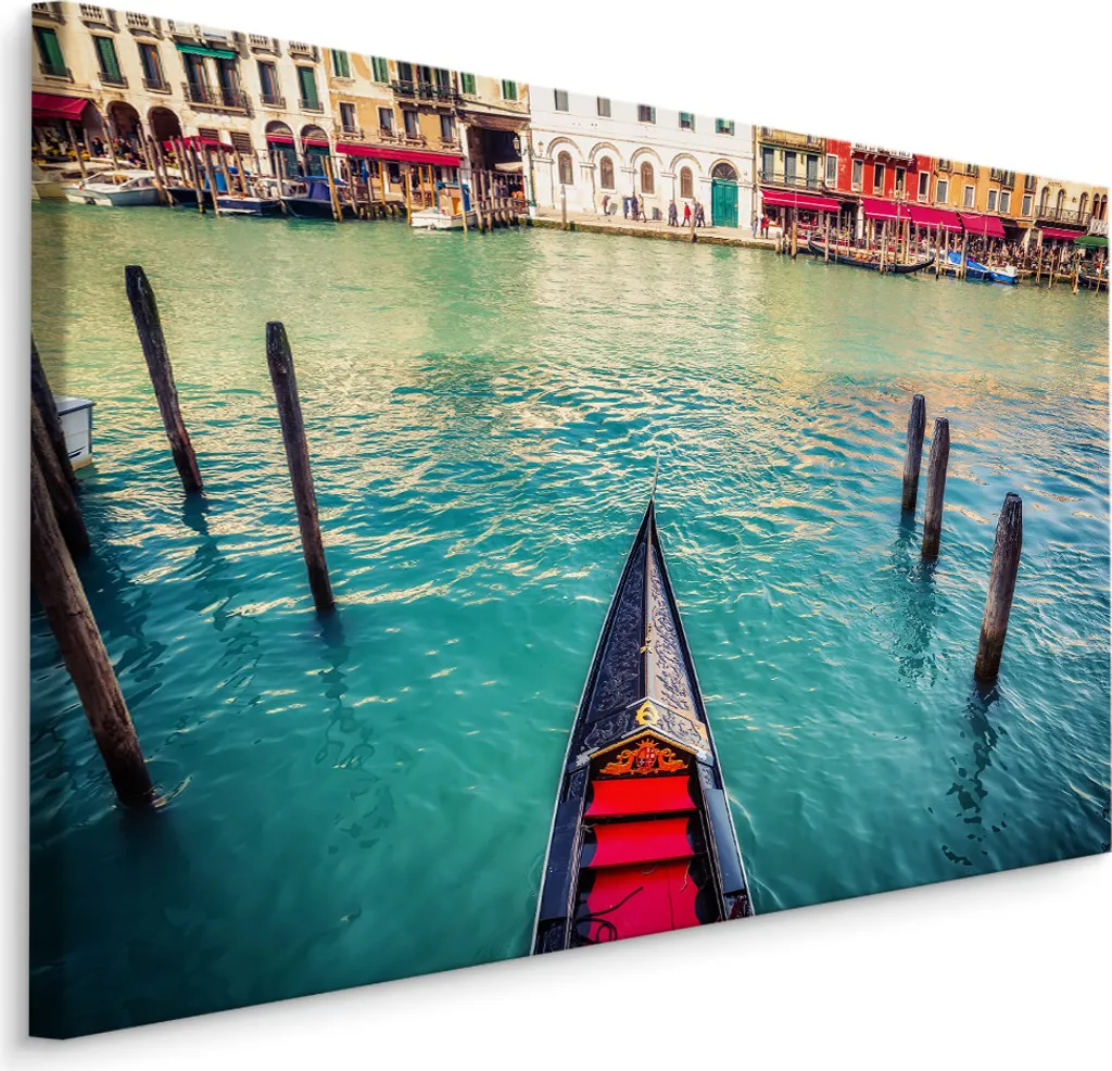 Favoloso quadro su tela 120x80 cm XXL Stampa d'arte Città di Venezia Gondola Canale