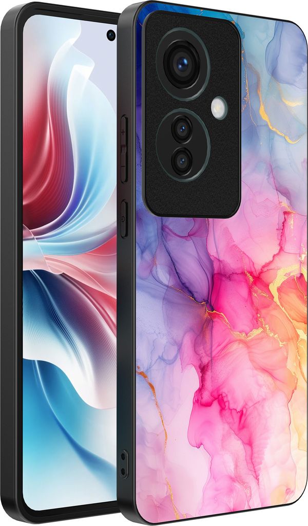 Smartphonica Handyhülle passend für Oppo Reno 11F mit Marmor aufdruck - TPU Rückseite Fall Marmor Design - Regenbogen