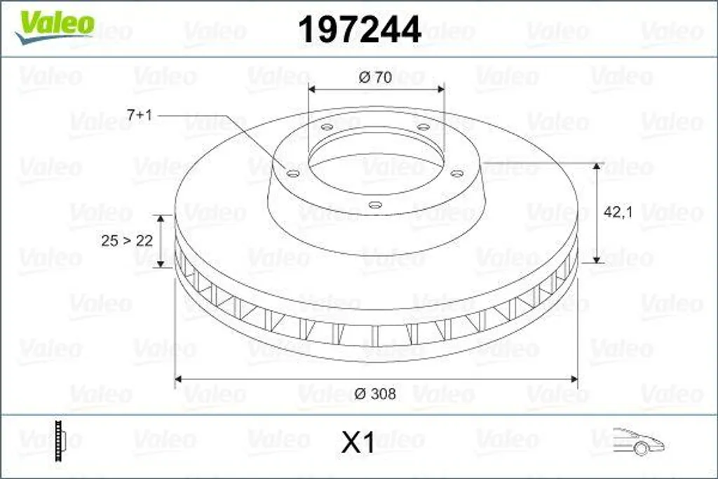 Disque de Frein Haute Qualité Valeo 197244 pour Opel Adam et Meriva A