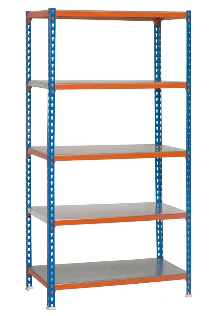 PROREGAL Schwerlastregal BIG METAL SHARK | HxBxT 200x100x40cm | Fachlast 180kg | Blau-Orange