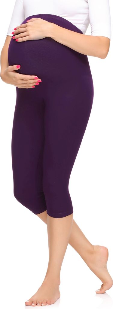 Merry Style Damen 3/4 Umstandsleggings aus Viskose MS10-298 (Pflaume, XXL)