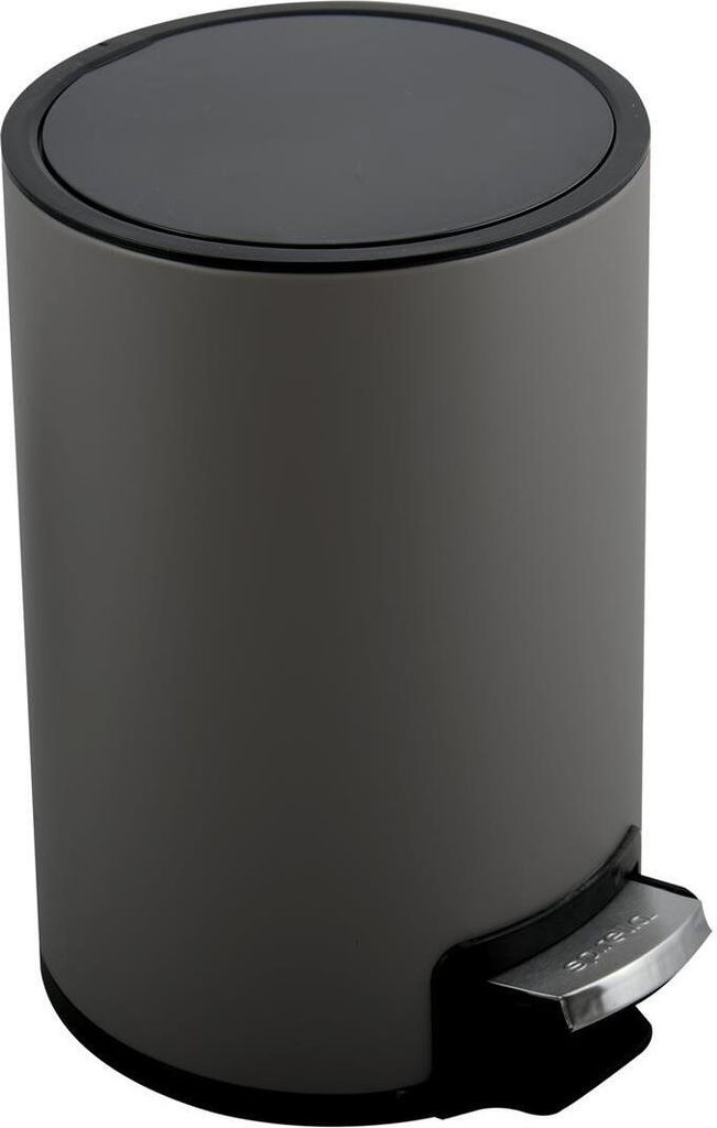Spirella Kosmetikeimer 5 Liter Edelstahl mit Absenkautomatik und Inneneimer "Riku" Badezimmer Mülleimer Softclose Abfalleimer grau