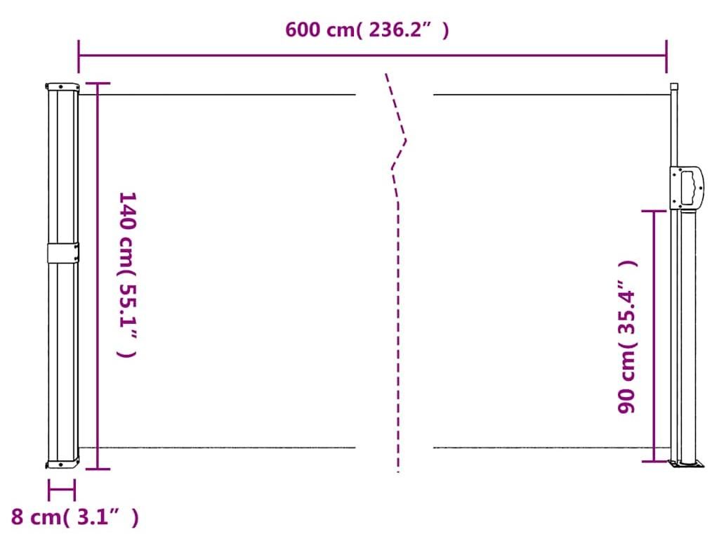 vidaXL Uitschuifbare zonnescherm met zijpanelen, antraciet, Productafbeelding 