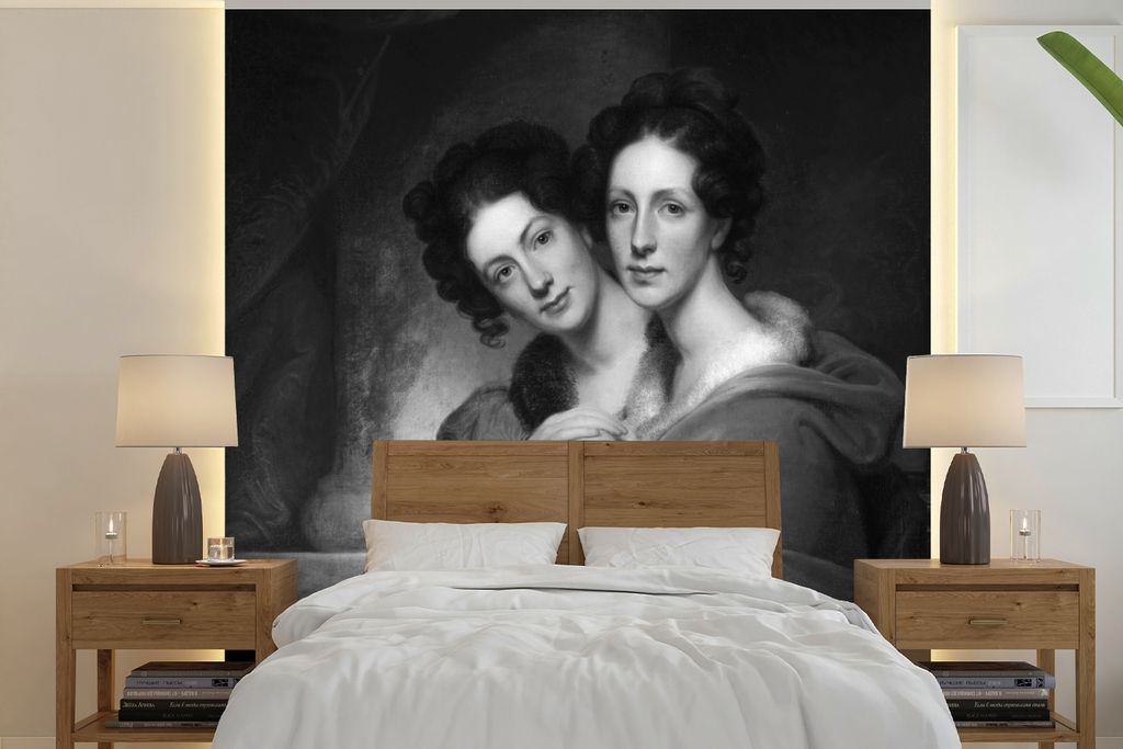 MuchoWow Fototapete für Wohnzimmer oder Schlafzimmer Wandtapete Vinyl Motivtapete Die Schwestern, Eleanor und Rosalba Peale - Gemälde von Rembr...