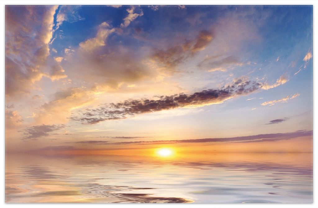 Wallario Premium Teppich, Größe 90 x 140 cm, Sonnenuntergang über dem Wasser