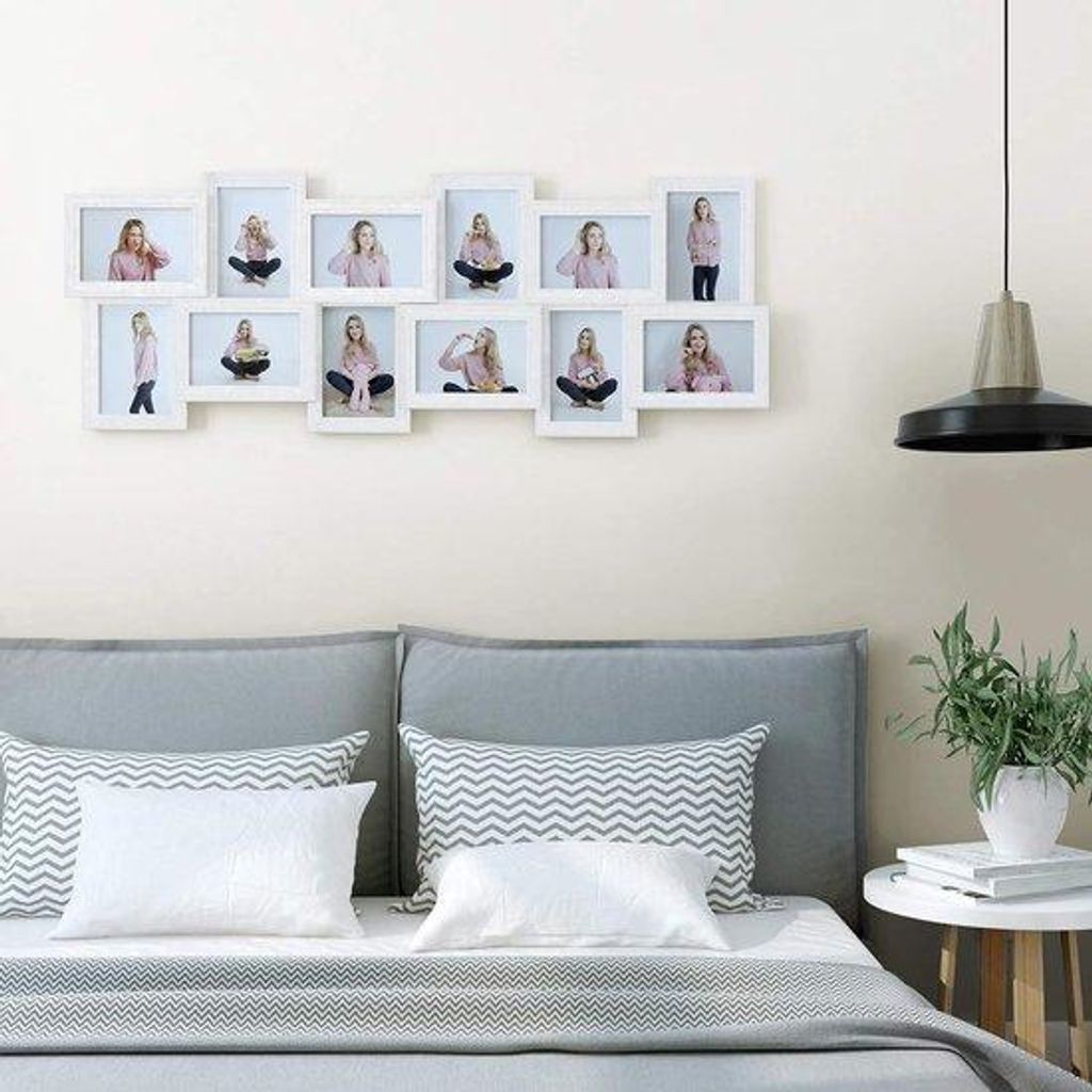 Klassische Fotocollage weiße Rahmen für 12 Fotos