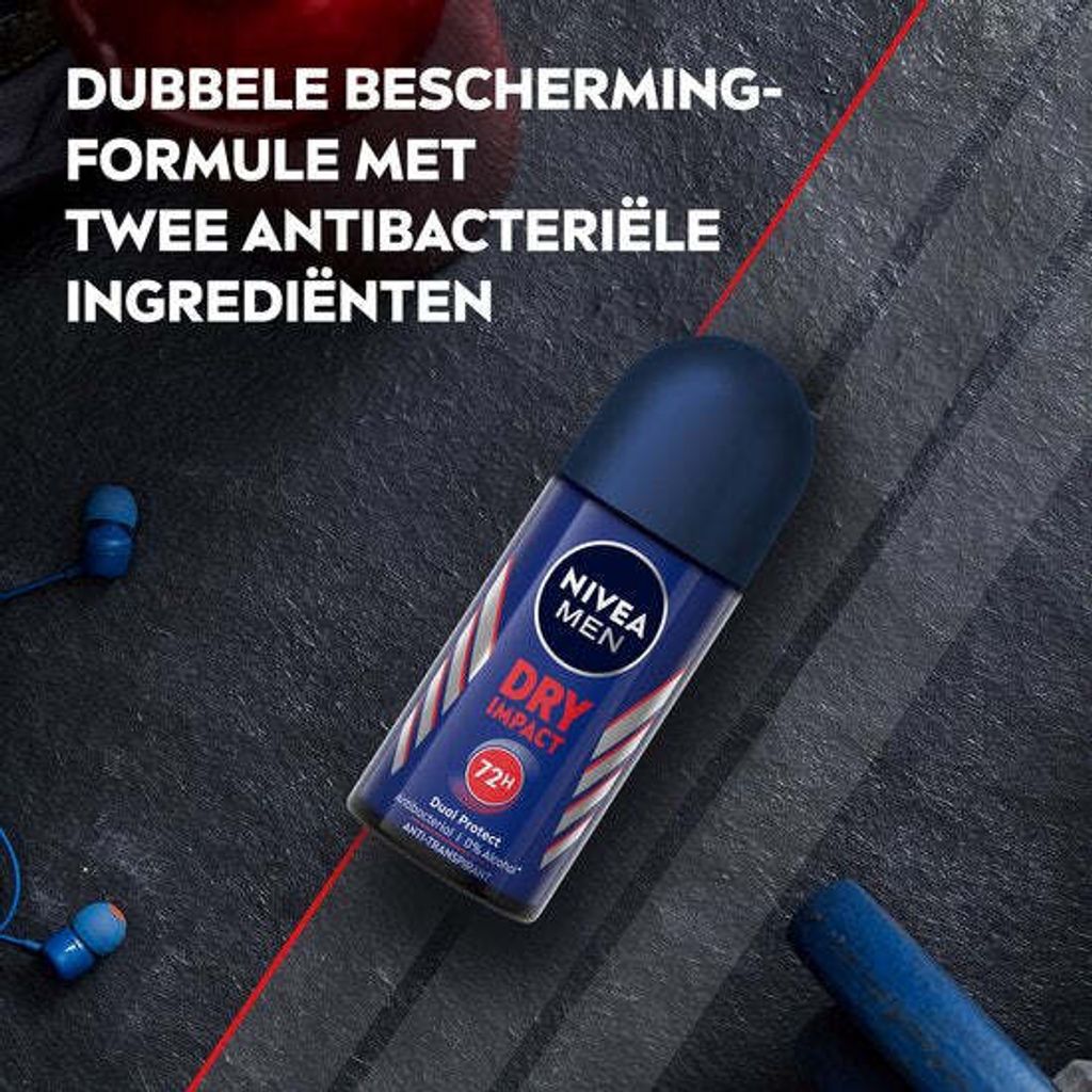 NIVEA Men Dry Impact, Männer, Antitranspirant, Roll-on Deodorant, Box, 50 ml, 48 h
