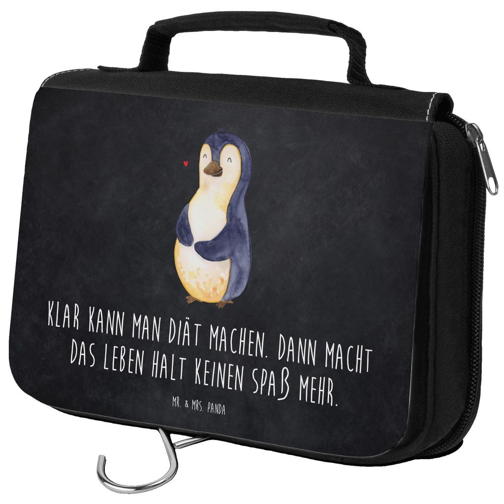 Mr. & Mrs. Panda Kulturtasche Pinguin Diät - Kreidetafel - Geschenk, Gewicht, Kulturbeutel, duschbeutel, Schminktasche, kosmetiktäschchen, Abnehm...