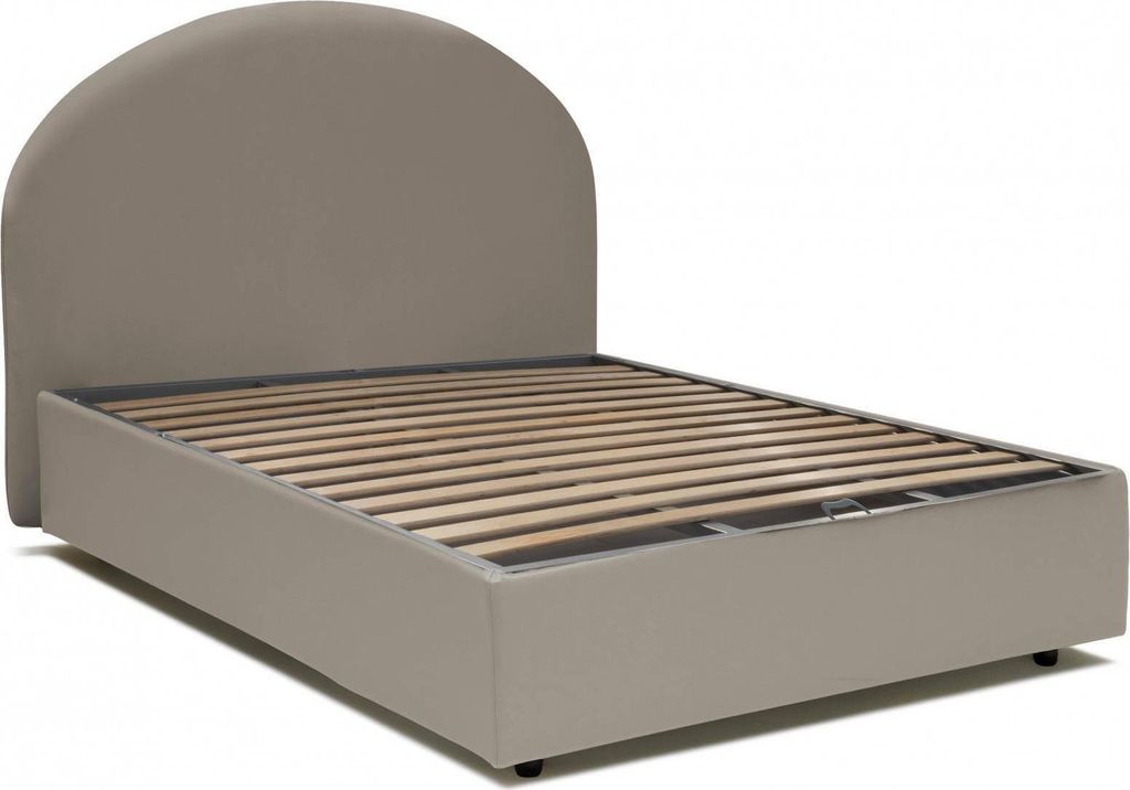 Quadratisches und halbes Bett Dbijo, Containerbett mit Kunstlederbezug, 100% Italy, Frontöffnung, passend für Matratze Cm 120x190, Turteltaube