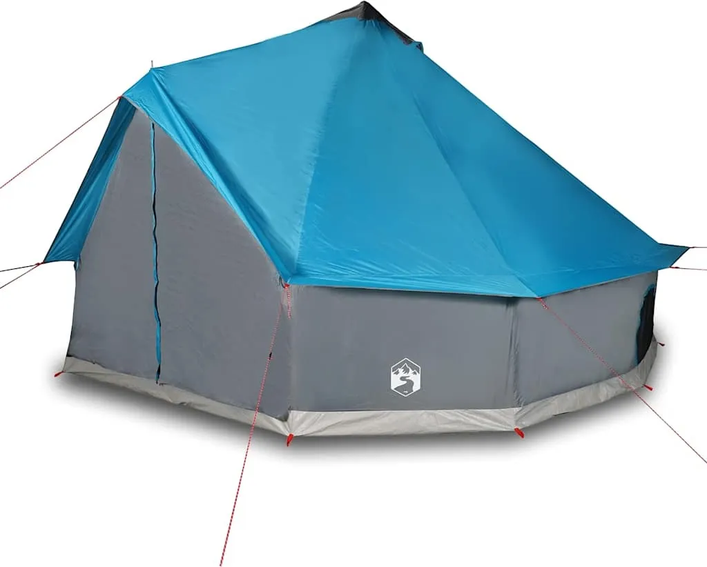 Grande tente de camping tipi familiale 12 places étanche coloris bleu