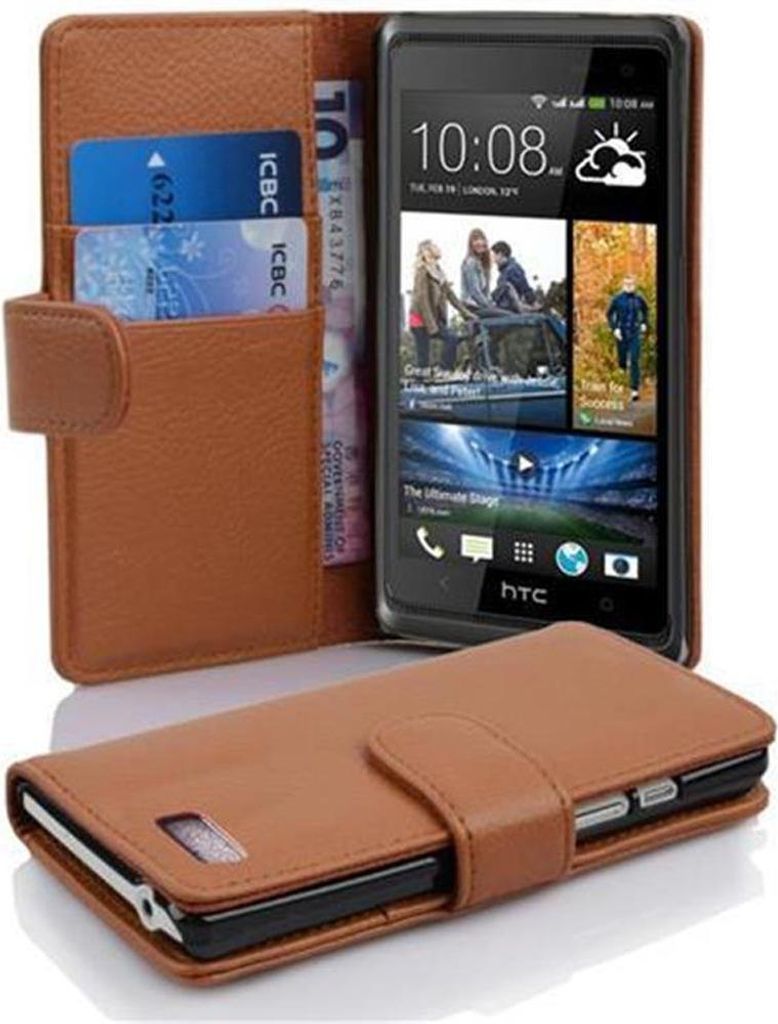 Cadorabo Schutzhülle für HTC Desire 600 Hülle in Braun Handyhülle Etui Case Backcover Kunstleder Tasche