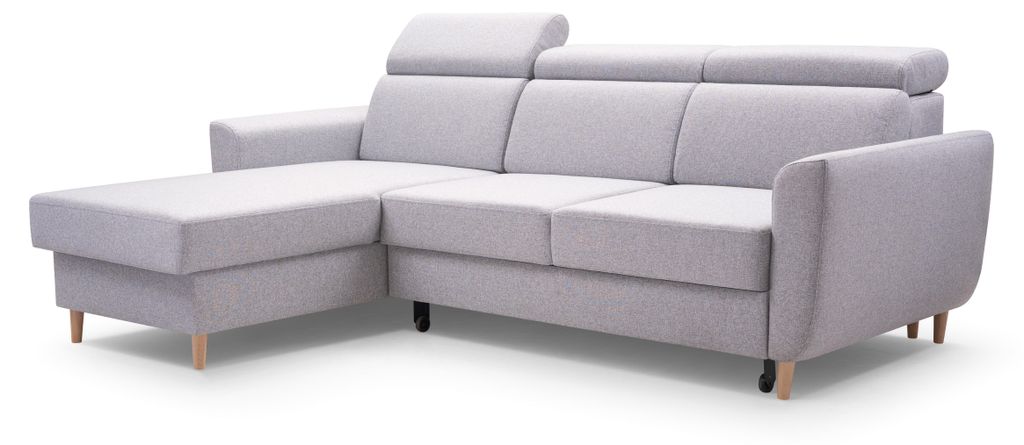 Masseno Ecksofa SAPORE mit Schlaffunktion L-Form, Sofa mit Bettkasten, Wohnzimmersofa, Couch, Soffa, Bettsofa, Couchgarnitur- Grau, DENVER 16