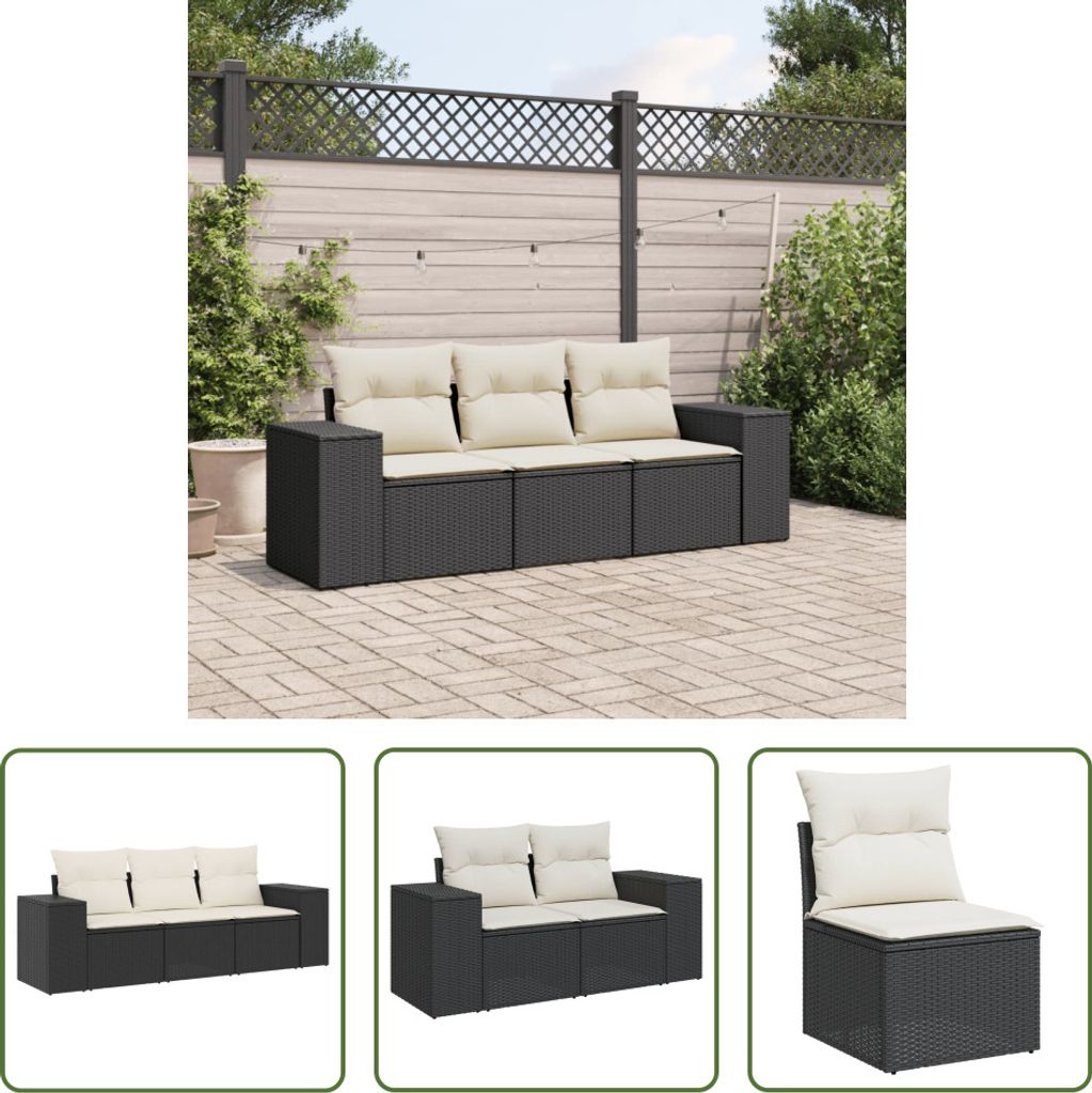 The Living Store 3-tlg. Garten-Sofagarnitur mit Kissen Produktbild 