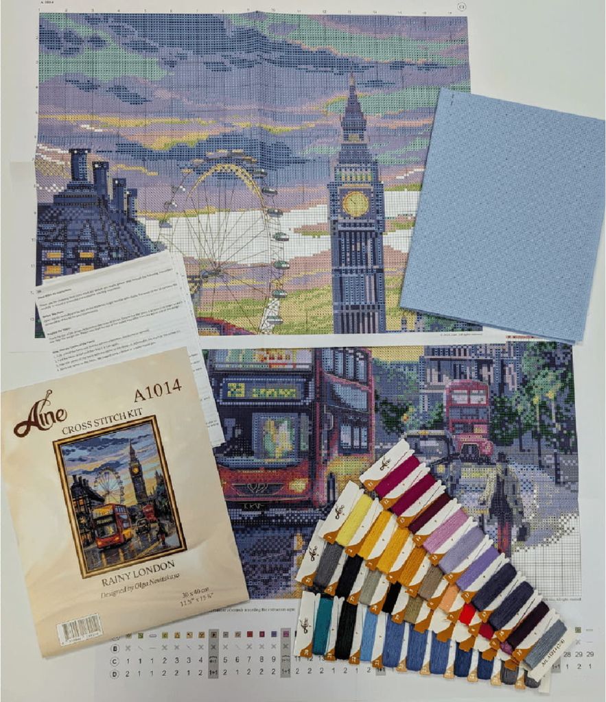 Riolis 1904 Kreuzstich Set „Grüne Hügel“ – 30x40 Cm, Mit Aida-Stoff, Garn, Nadel & Anleitung