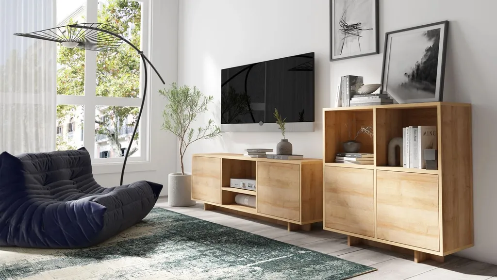 Buffet bas CHASKA chêne riviera - Commode de rangement polyvalente - 3